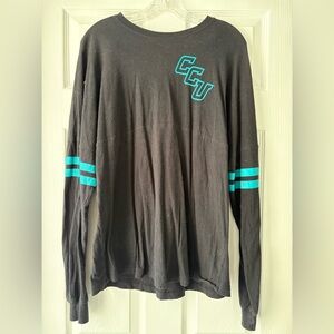 CCU Black Long Sleeve Tee with Teal Stripes